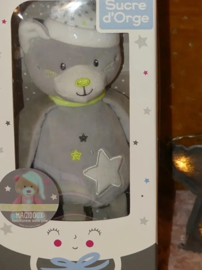 Doudou magidoux ours gris Sucre d'orge 🐻Neuf - photo numéro 2