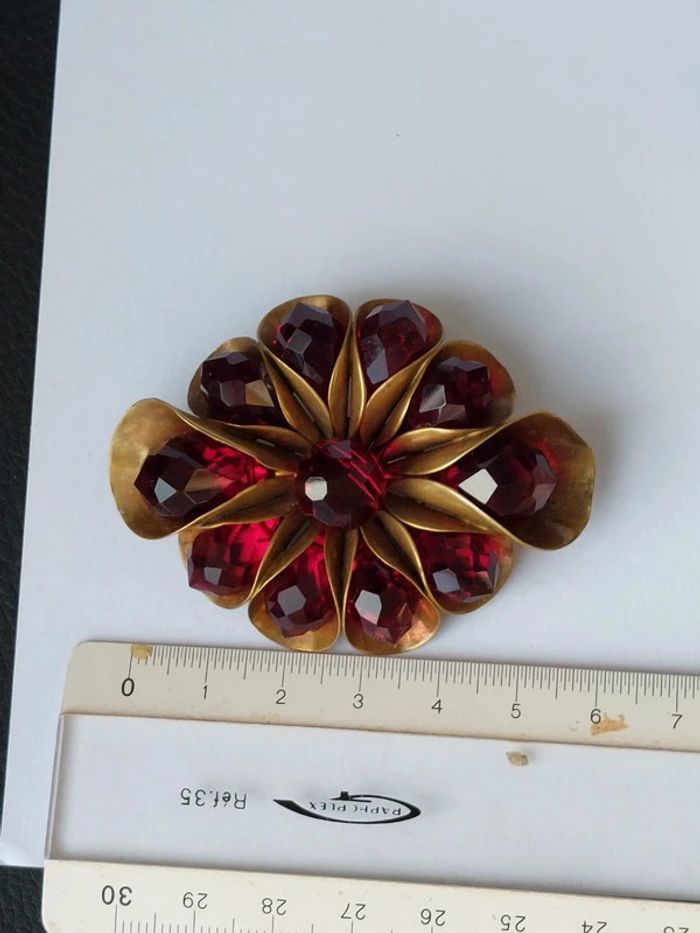 broche ancienne verre de Bohême signée - photo numéro 6