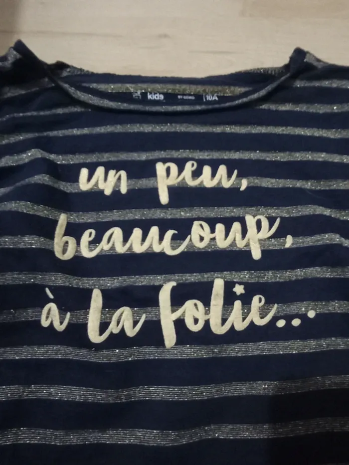 T-shirt manche longue bleu marine avec motif - photo numéro 2
