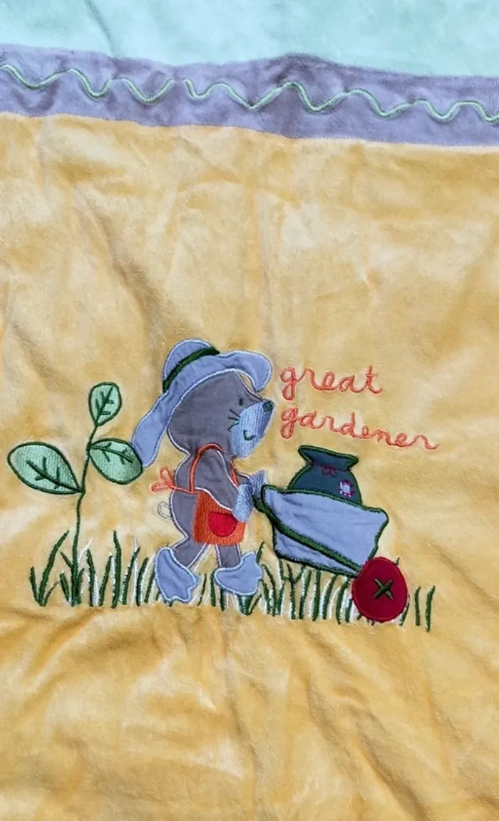 Ensemble turbulette, tour de lit et couverture garçon Ours au jardin - photo numéro 10