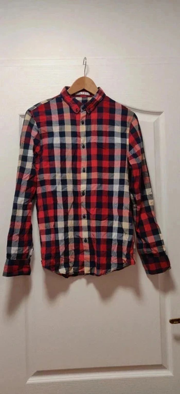 Neuve chemise ml à carreaux rouges Bershka S