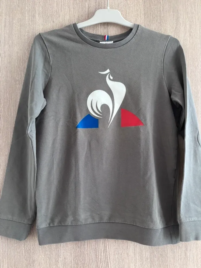 Pull Le Coq Sportif garçon 12 ans coton gris