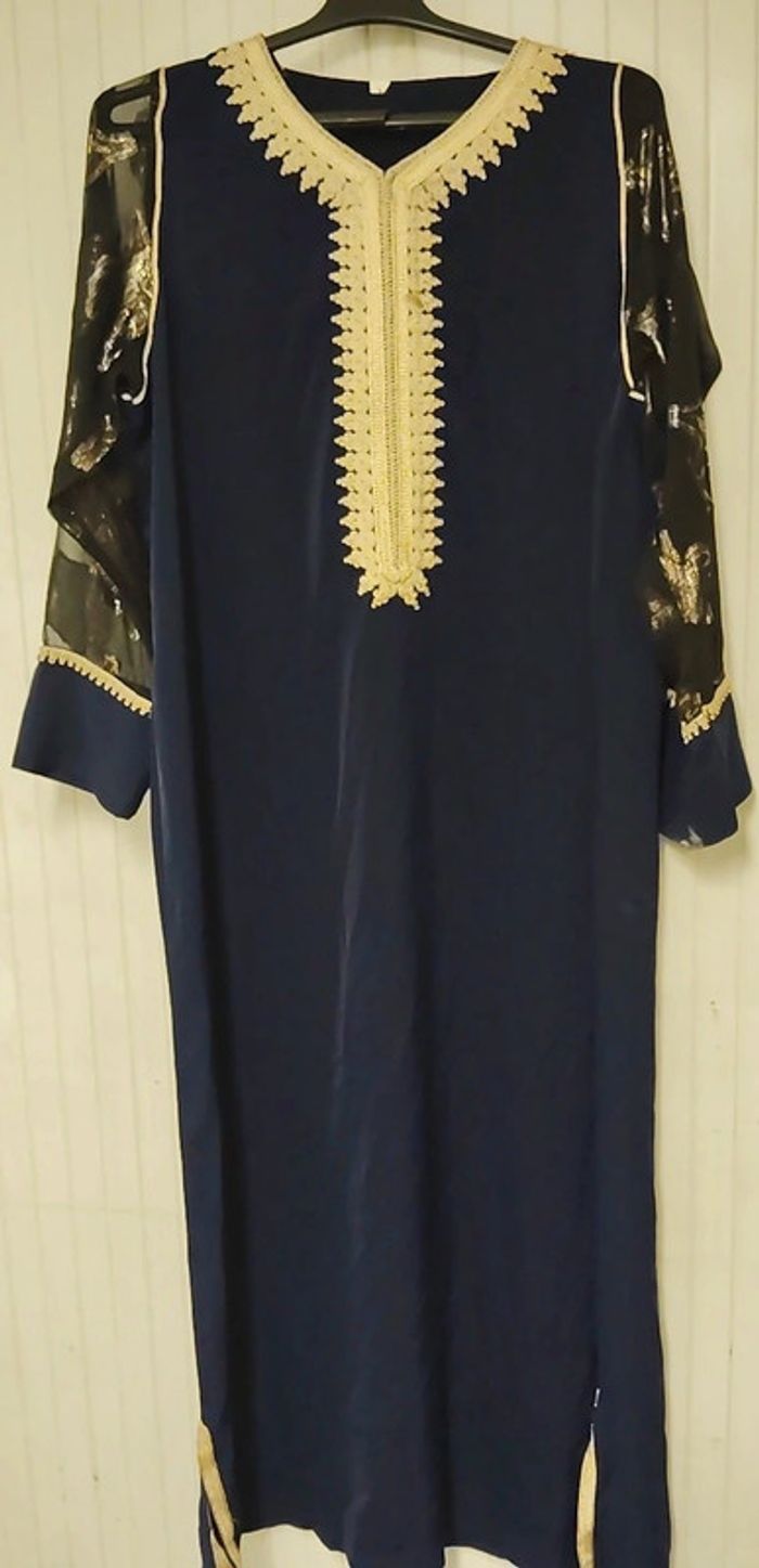 Caftan/robe fille bleu nuit et noir taille L - photo numéro 4