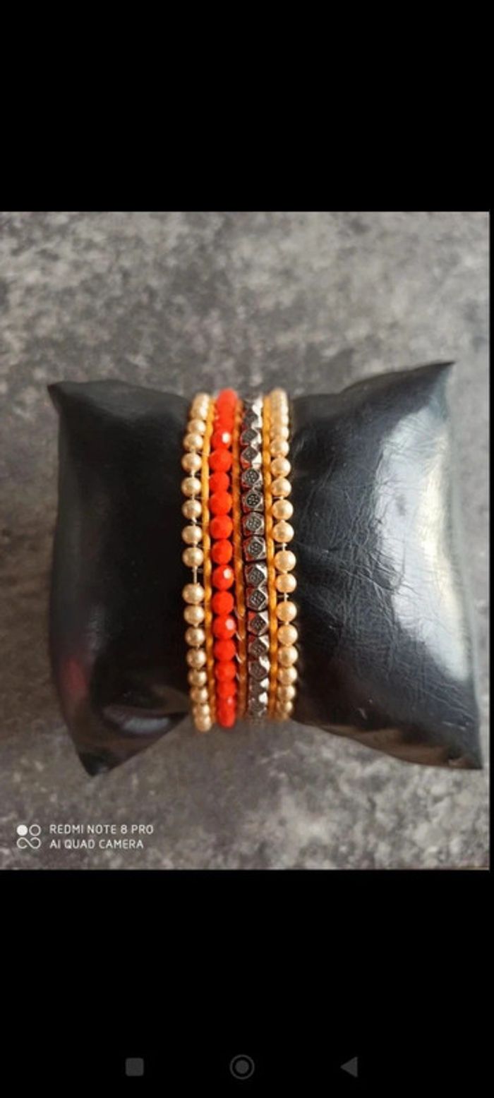 Bracelet aimanté perles orange - photo numéro 7
