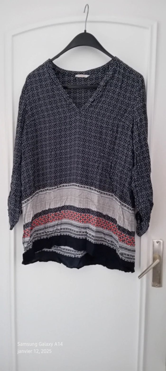 Tunique longue esprit bohème motif mosaïque bleu femme XL camaïeu