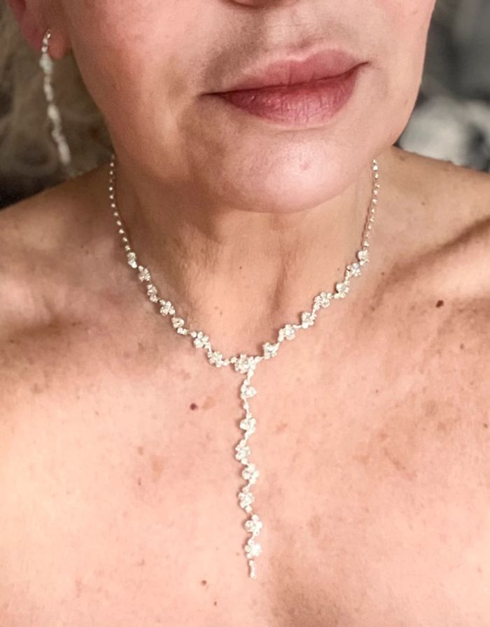Ensemble trois pièces bijoux plaque argent strass collier bracelet bo neuf - photo numéro 10