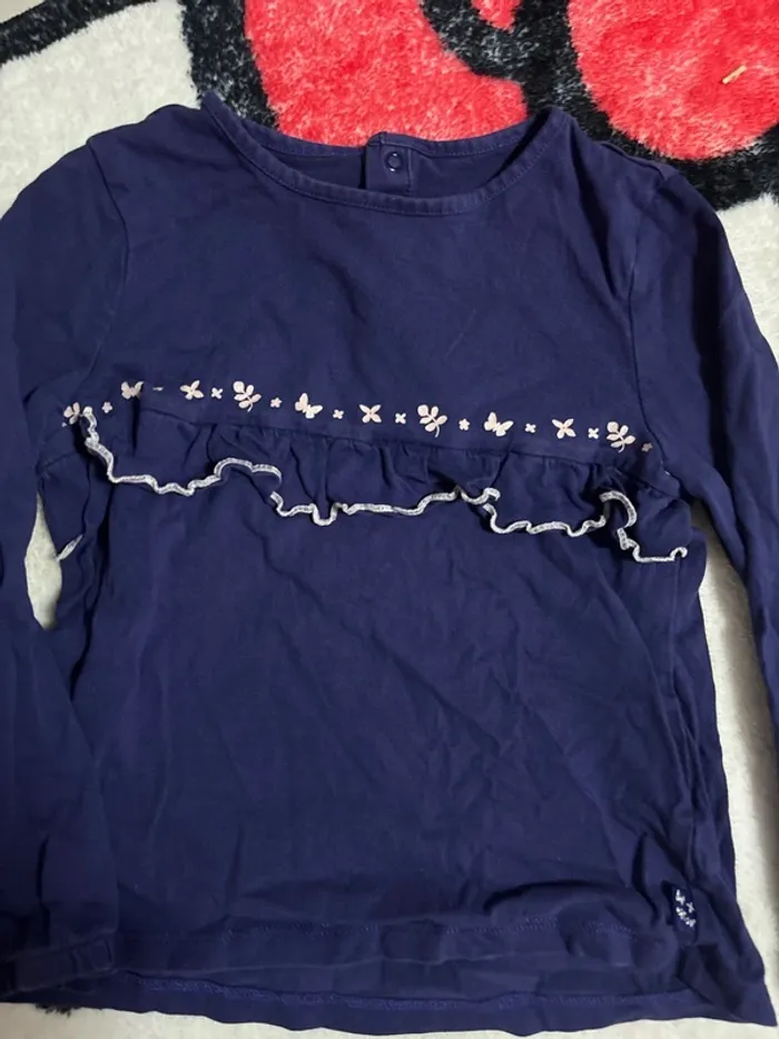 T shirt manche longue bleu sergent major 4 ans - photo numéro 2