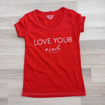 T-shirt femme imprimé rouge à col en V Complices taille M