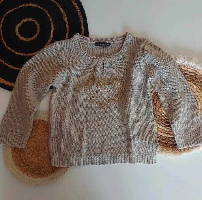 Pull grosse maille bébé fille coeur mi saison printemps été automne hiver - photo numéro 4