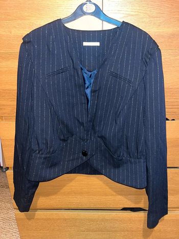 Veste blazer noire court à rayures