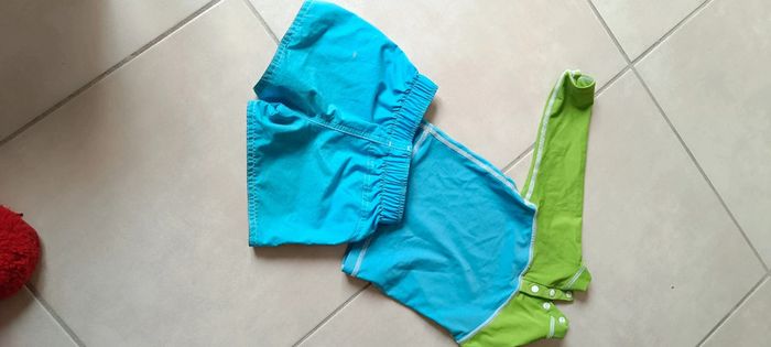 Lot t shirt UV + short bleu crocodile tribord Decathlon - photo numéro 4