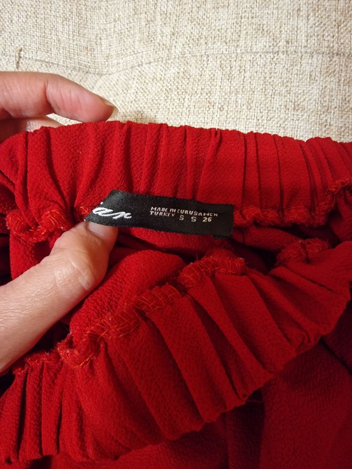 Chemisier à épaules dénudées et volants Rouge - photo numéro 3