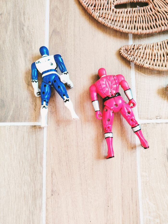 🙅 Power rangers lot de figurines Time force rouge et Lost galaxy bleu marque bandai - photo numéro 5