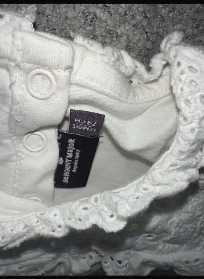 Haut Bodie manches longues volante blanc détail dentelle Sergent Major - photo numéro 2