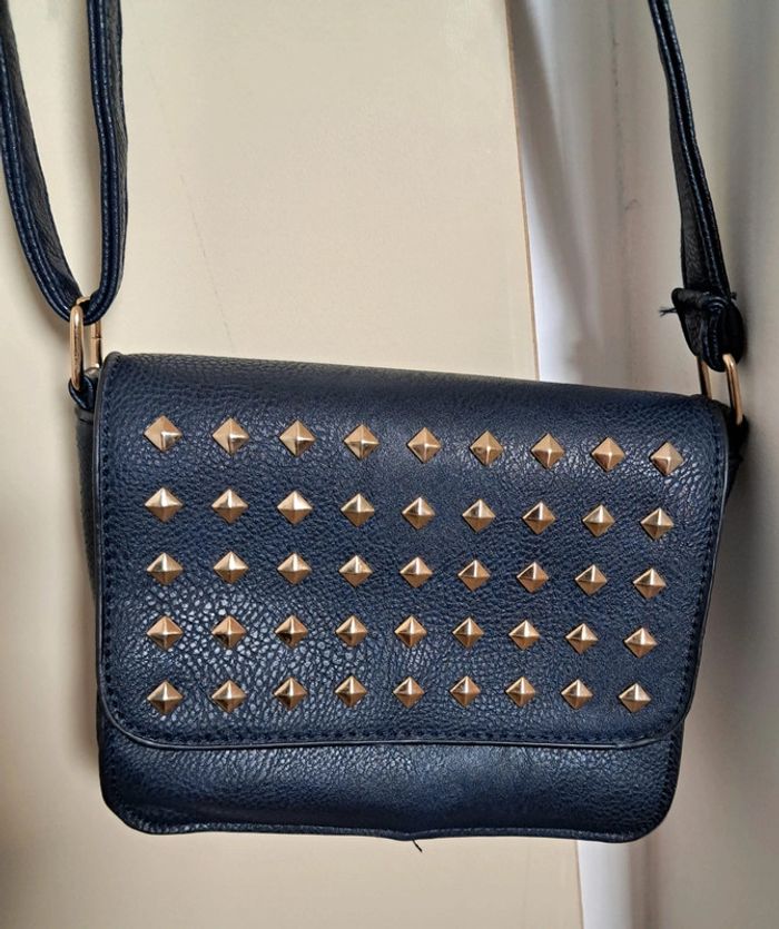 Sac a bandoulière simili cuir bleu marine