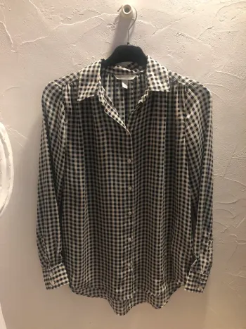 Chemise fluide vichy marine et crème