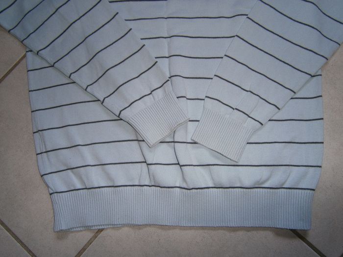 Pull ML bleu ciel rayé gris CELIO Taille L - photo numéro 8