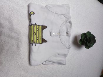 Pyjama été blanc motif chat mixte -  Taille 3 mois - Vertbaudet