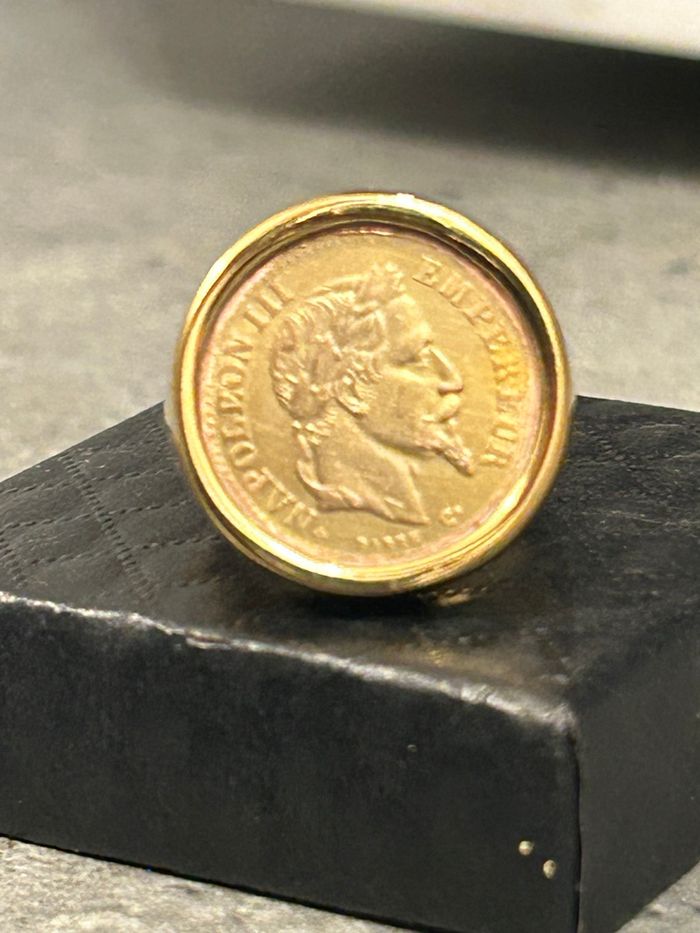 Bague Pièce 10 Francs Napoléon III doré à l’or fin - photo numéro 2