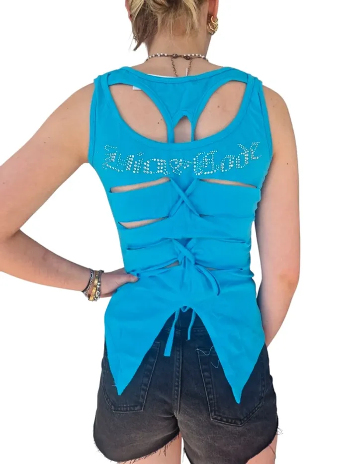Débardeur avec laçage dos Turquoise T. S/M