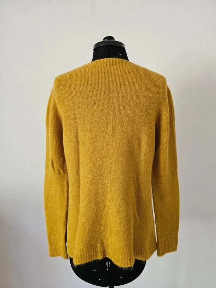 Pull moutarde NEUF Made in Italy - Laine & Mohair - Coupe tendance - photo numéro 2