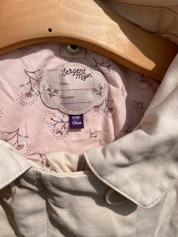 Veste imperméable trench beige rose fille sergent major 8 ans manteau coat parka - photo numéro 10