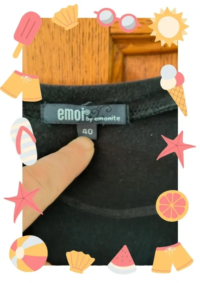 Robe noire bi matière lin et coton - photo numéro 3