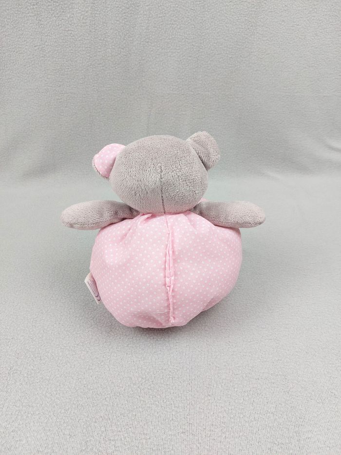 Doudou peluche ours boule Musti rose pois blanc 20 cm MUSTELA - photo numéro 2