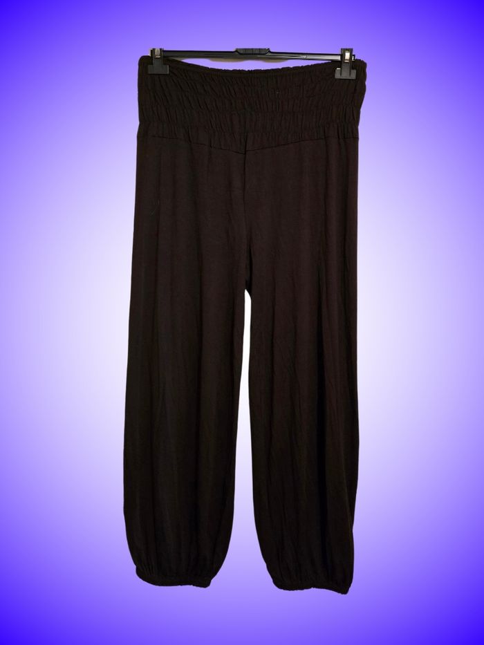 Pantalon Sarouel Marron Fluide – Taille Smockée – Bas Resserré – Viscose – Très Bon État - photo numéro 2