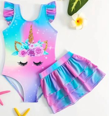 Maillot de bain 1 pièce fille avec jupette Taille : 2/3ans