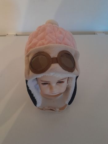 Bonnet aviateur rose et bleu fille 2-3ans