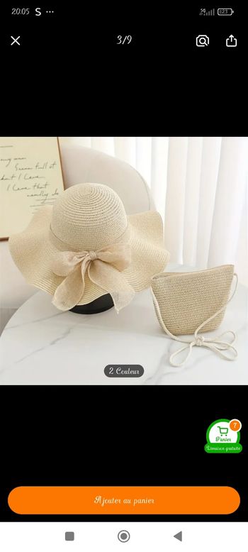 Chapeau de paille avec sac