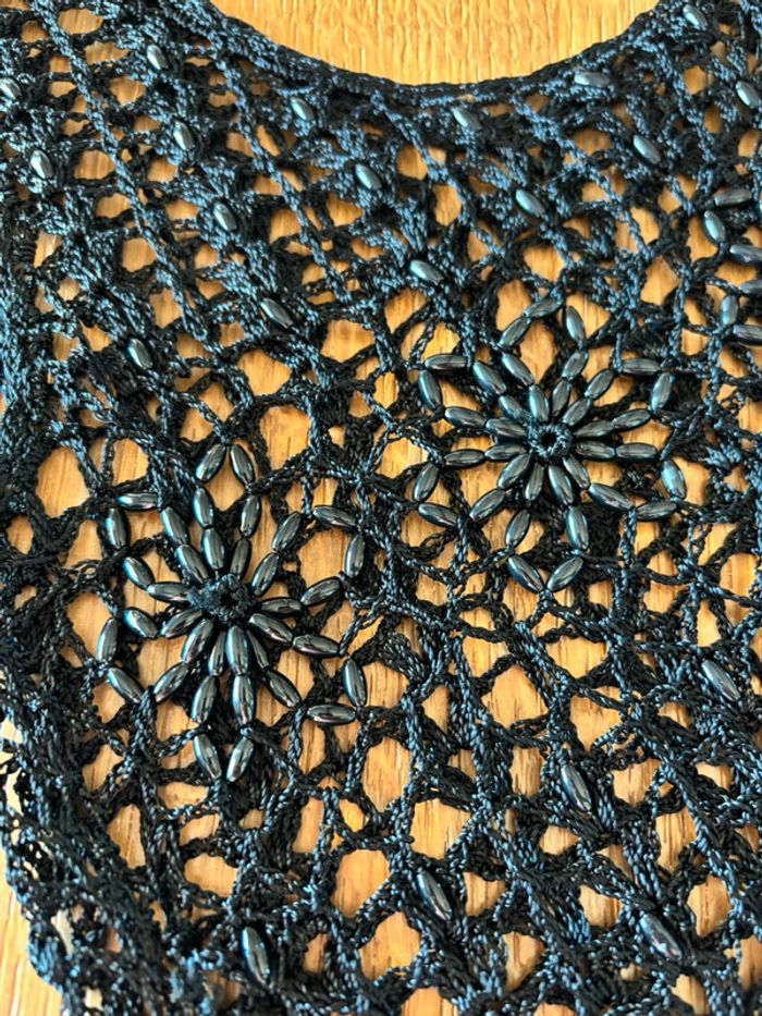 Ensemble jupe courte en jean et haut style crochet noir - photo numéro 3