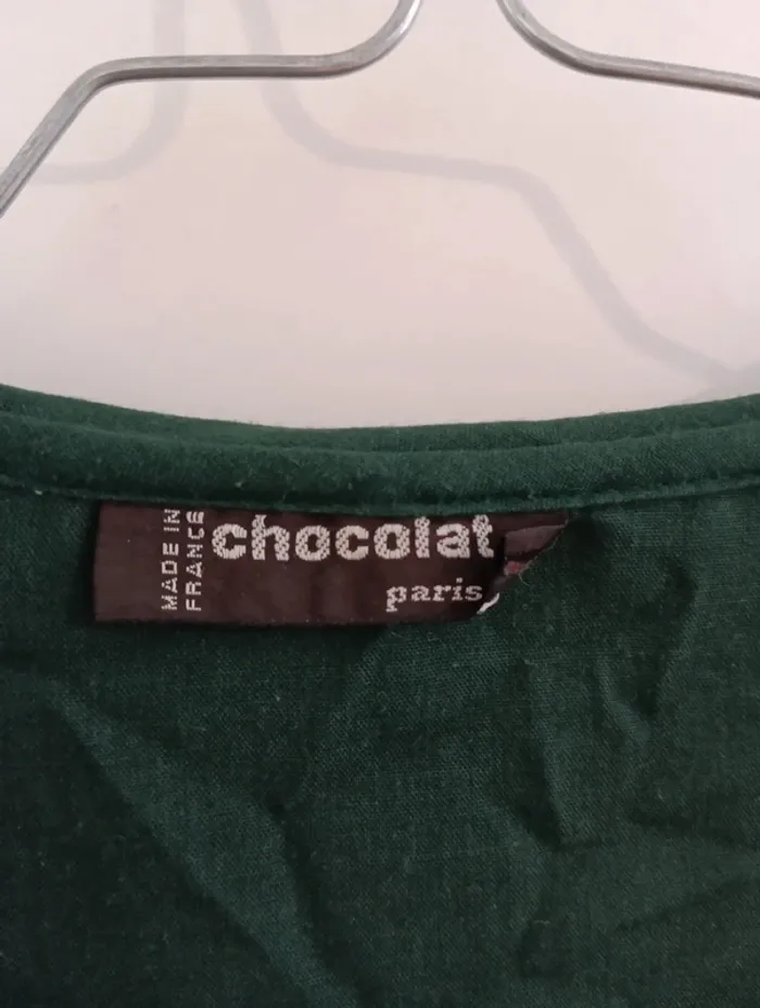 Blouse vintage coupe vareuse grand col vert foncé - photo numéro 5