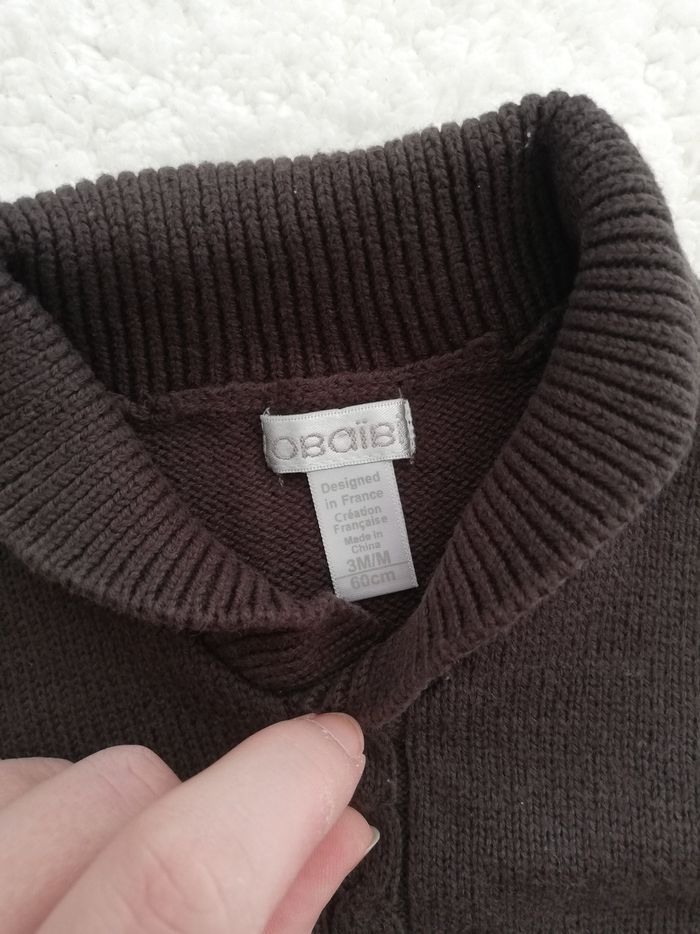 Pull sans manches marron garçon obaïbi 3 mois - photo numéro 2