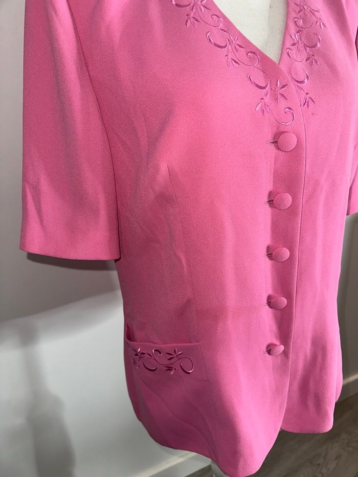 Blazer chemise broderies rose Vintage T42/44 XL/XXL - photo numéro 7