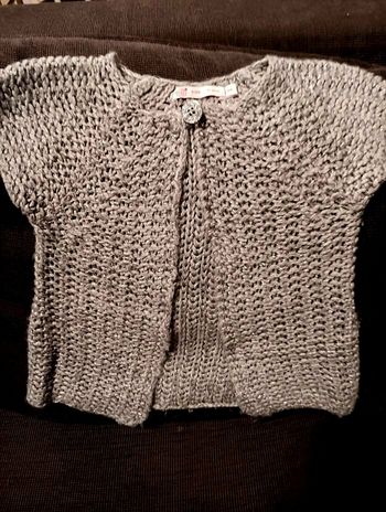 Gilet 3ans/36mois, laine grise et argentée. 