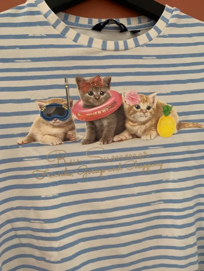 🐱 T-shirt rayé chats & franges - River Woods– 12 ans - photo numéro 2