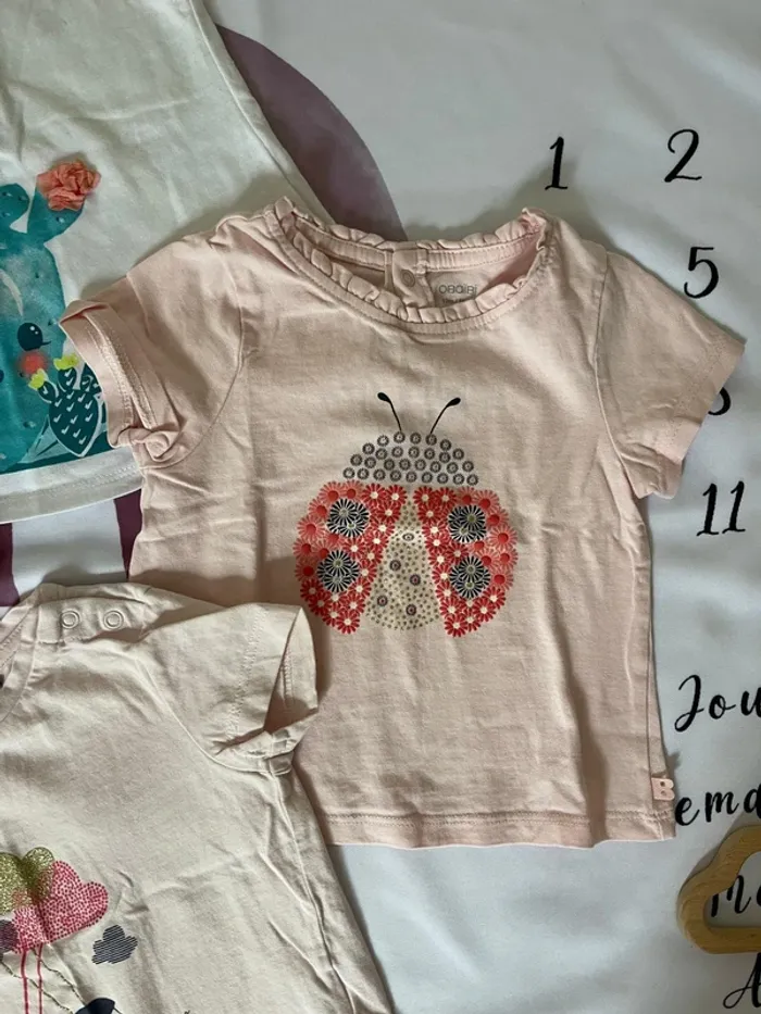 Lot de t-shirts bébé fille – Taille 12 mois – Obaibi, Absorba & Sans marque - photo numéro 5