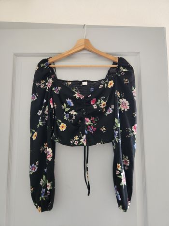 Crop top noir fleuri - H&M divided