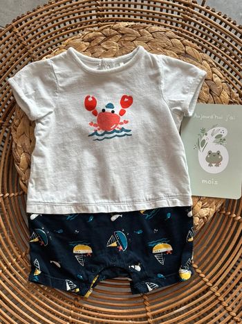 Combi short, barboteuse, orchestra, taille six mois