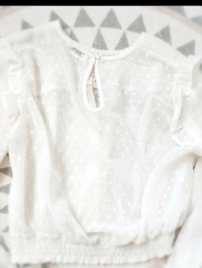 Blouse  courte  écrue  pois et  smock  -  Jennyfer  -  S  -  Parfait  état - photo numéro 7