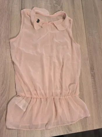 Blouse voile rose poudré