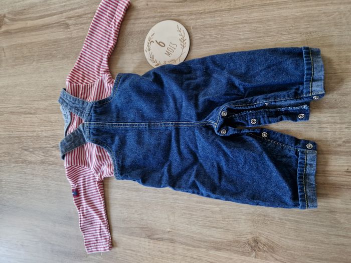 ENSEMBLE 2 Pièces Lee Cooper : Salopette Jean & T-shirt Rayé - 6 mois - photo numéro 4