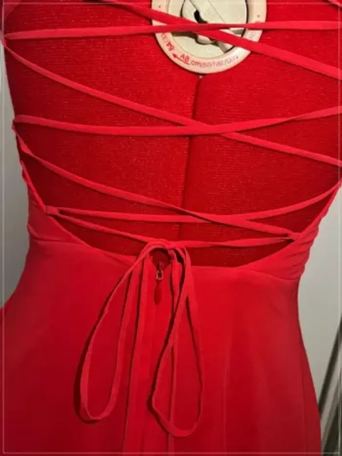 Robe longue rouge dos nu lacé Eva Brazzi - photo numéro 5