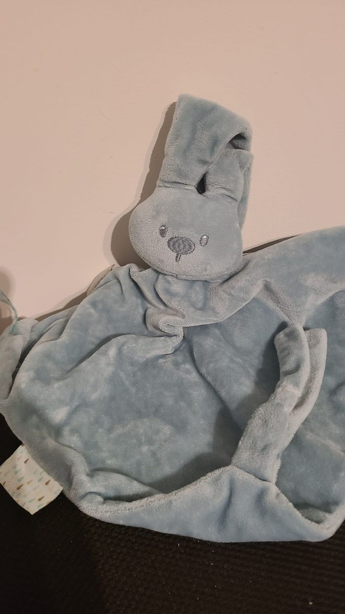 Grand doudou triangle lapin bleu gris nattou - photo numéro 4