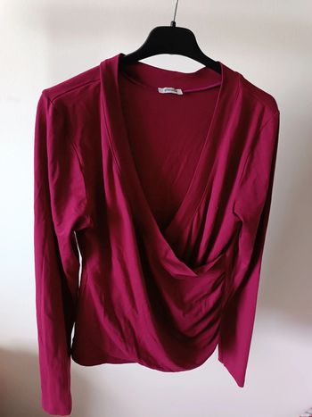 T-shirt manches longues decolleté plongeant - pourpre - taille M - Pimkie - neuf