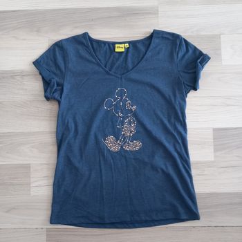 T-shirt femme bleu imprimé Mickey brillant Disney taille M