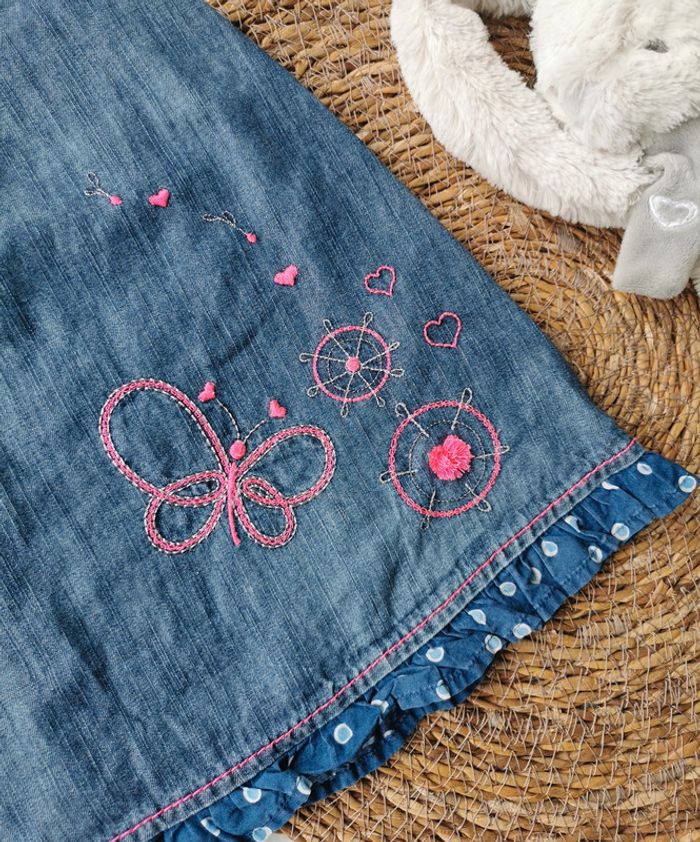 Robe 👣 jean léger, Broderies, orchestra, 18 mois - photo numéro 3