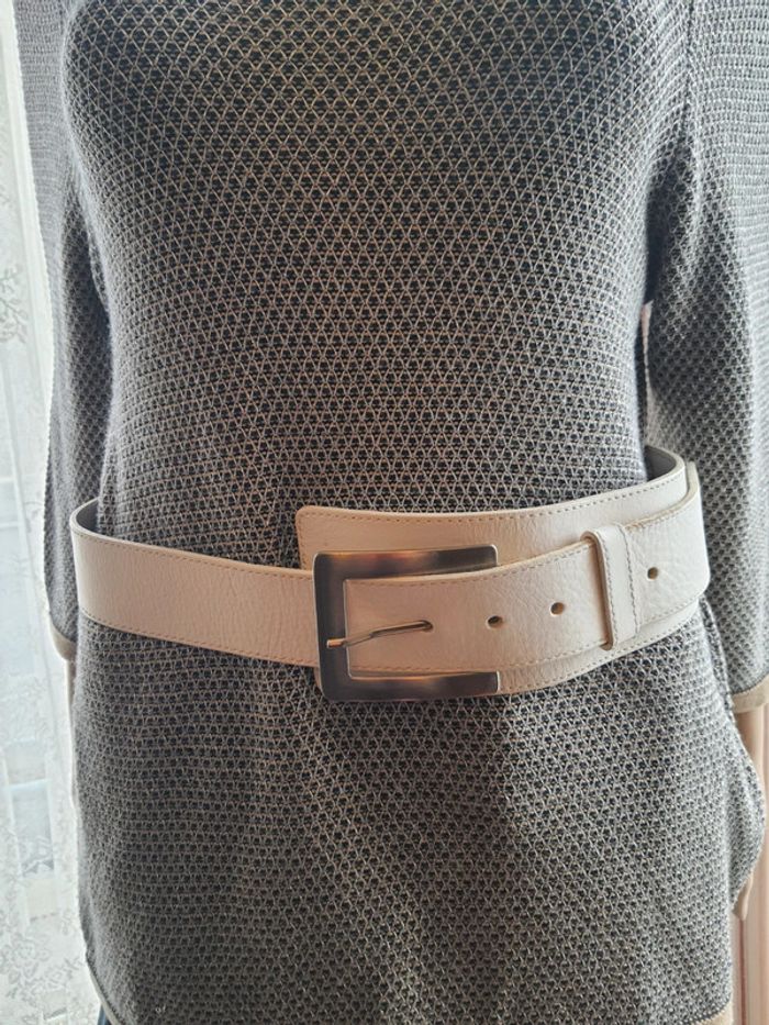 Ceinture femme en cuir blanc Accento 90cm - photo numéro 3